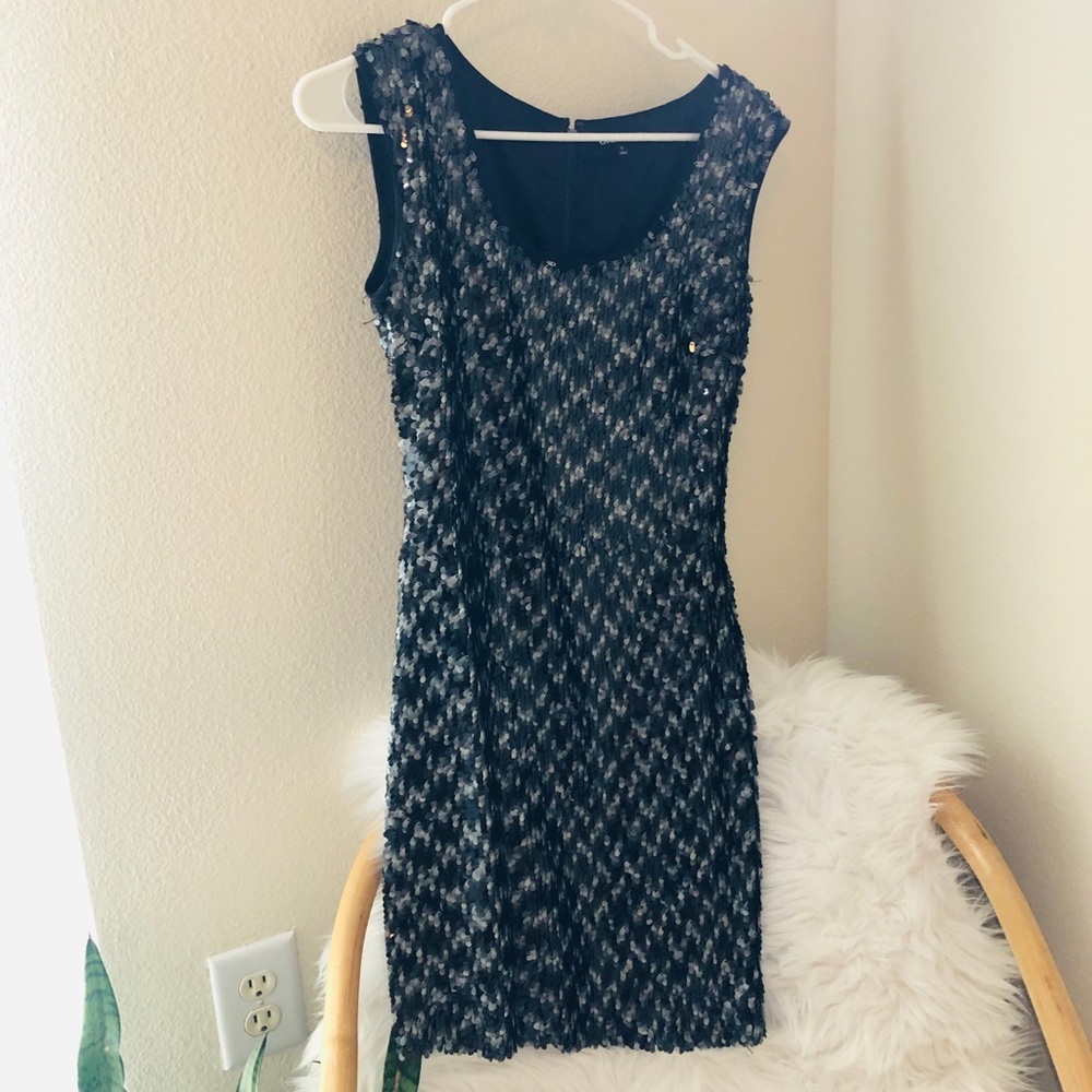 Gianni Bini Black + Grey Sequin Mini Dress